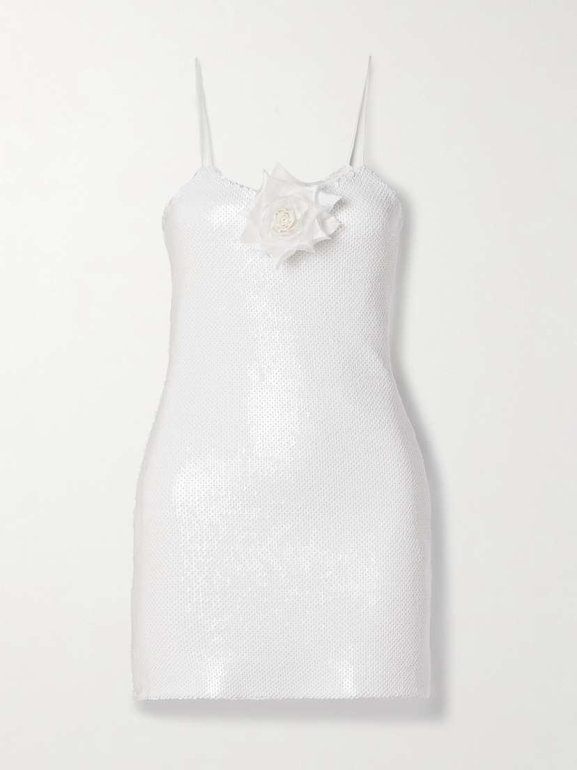 rodarte mini dress Ruffled lace-trimmed floral-print silk-twill mini dress - blue
