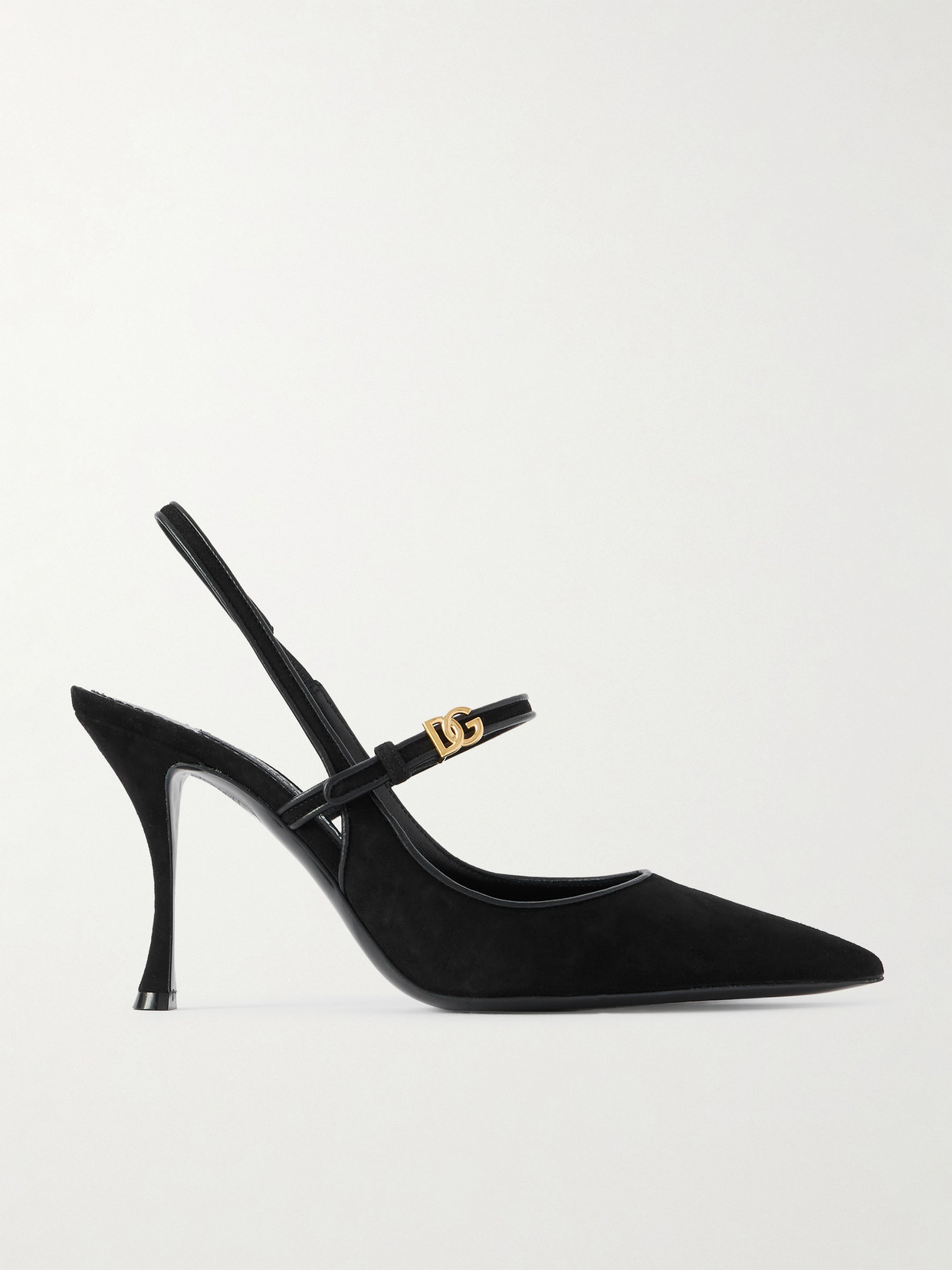 Dolce & Gabbana Italian Tailoring Leather-trimmed Suede Slingback Pumps In Black