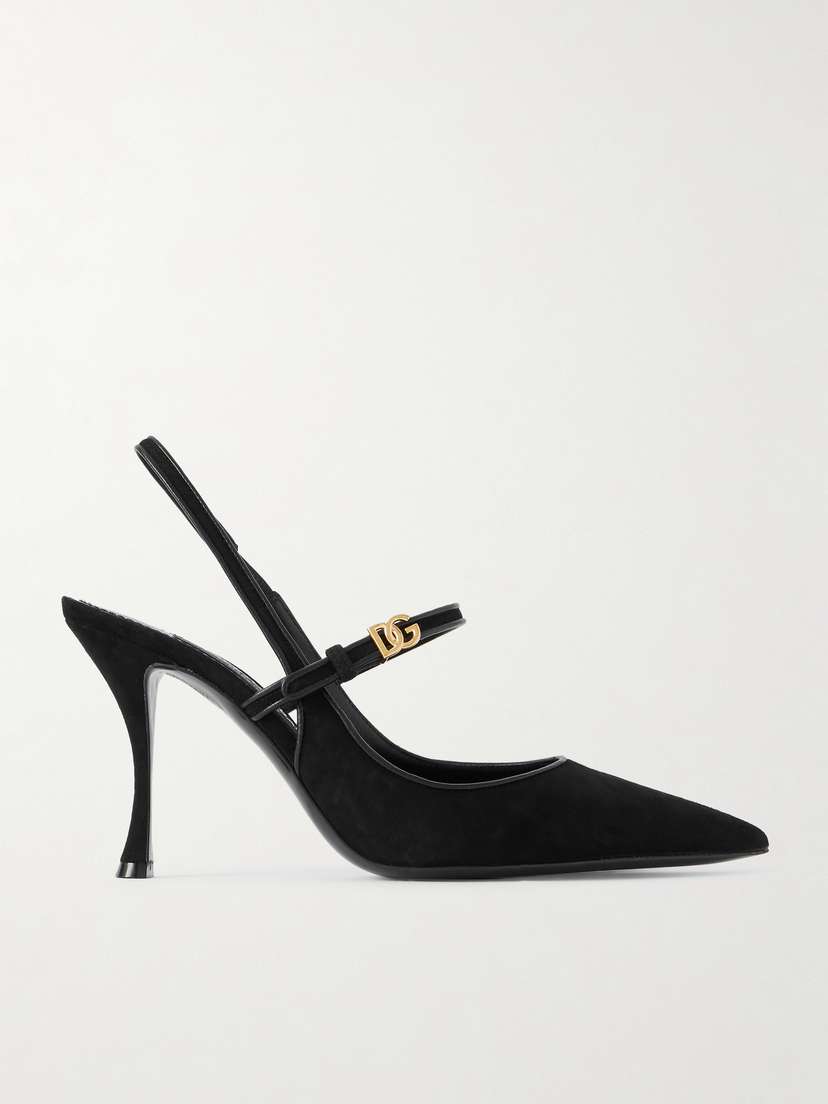 Dolce & Gabbana Italian Tailoring Leather-trimmed Suede Slingback Pumps