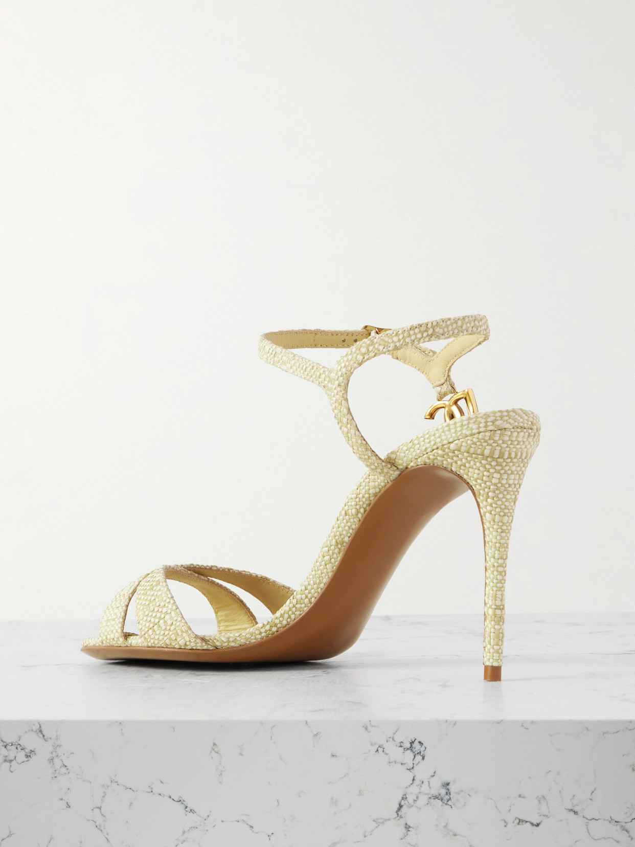 Dolce & Gabbana Logo-embellished Raffia Sandals