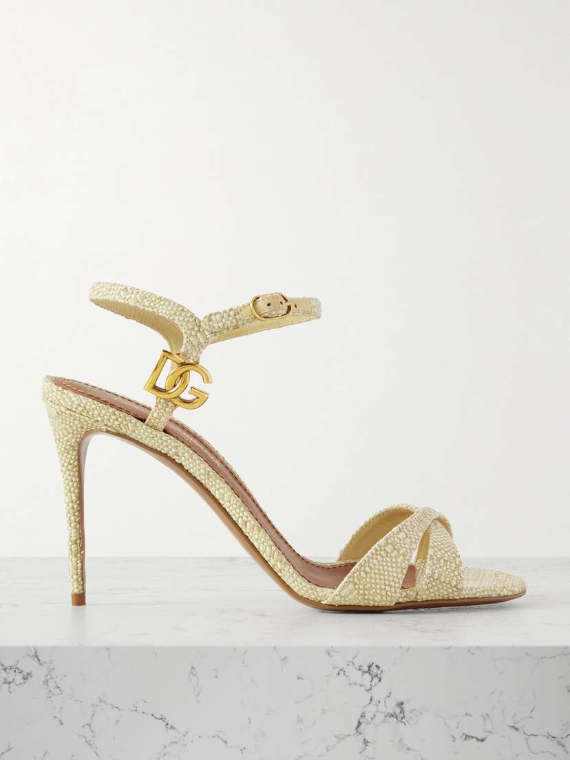 Dolce & Gabbana Logo-embellished Raffia Sandals