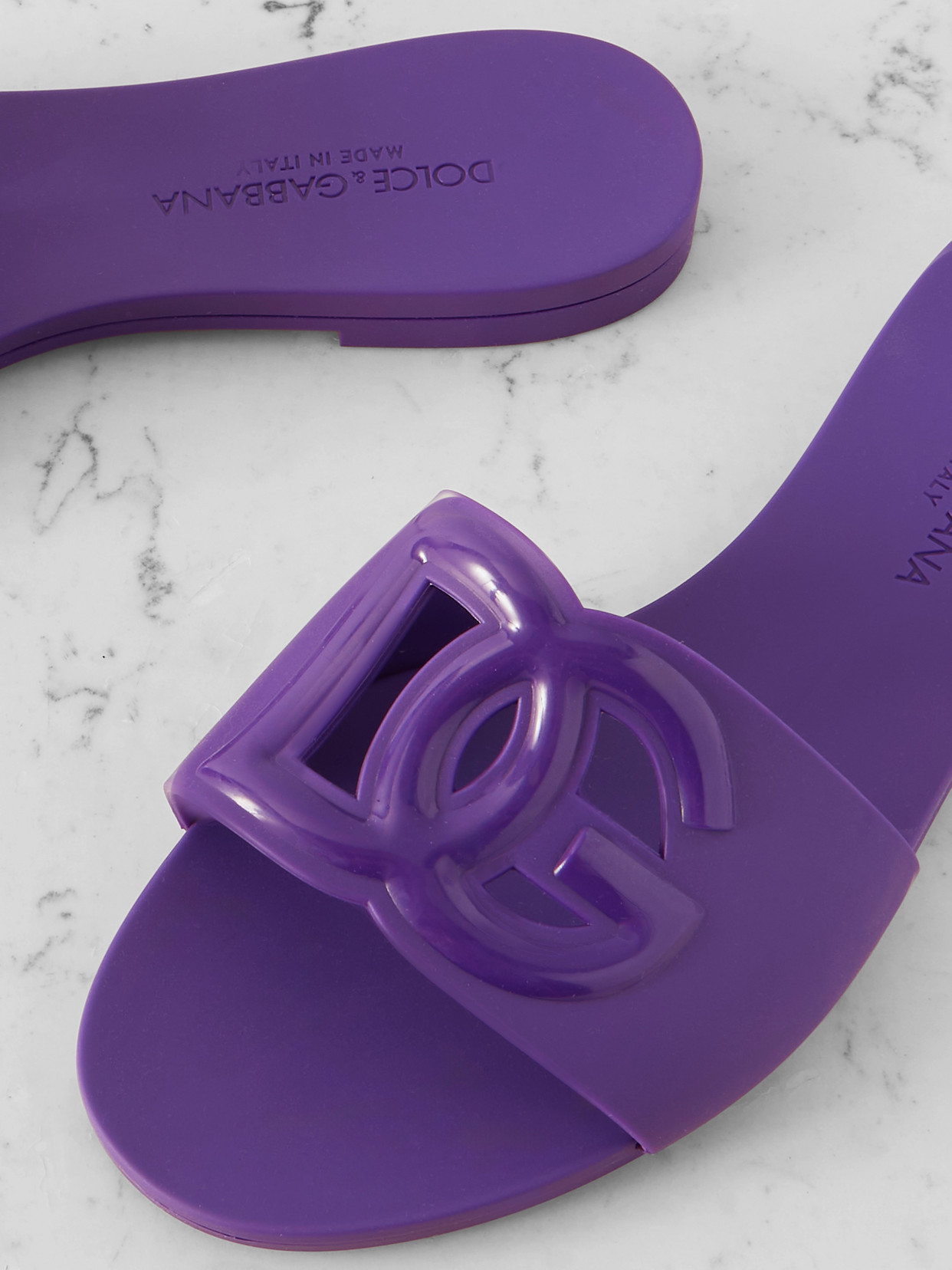 Dolce & Gabbana Slides With Dg Millennials Logo In Purple