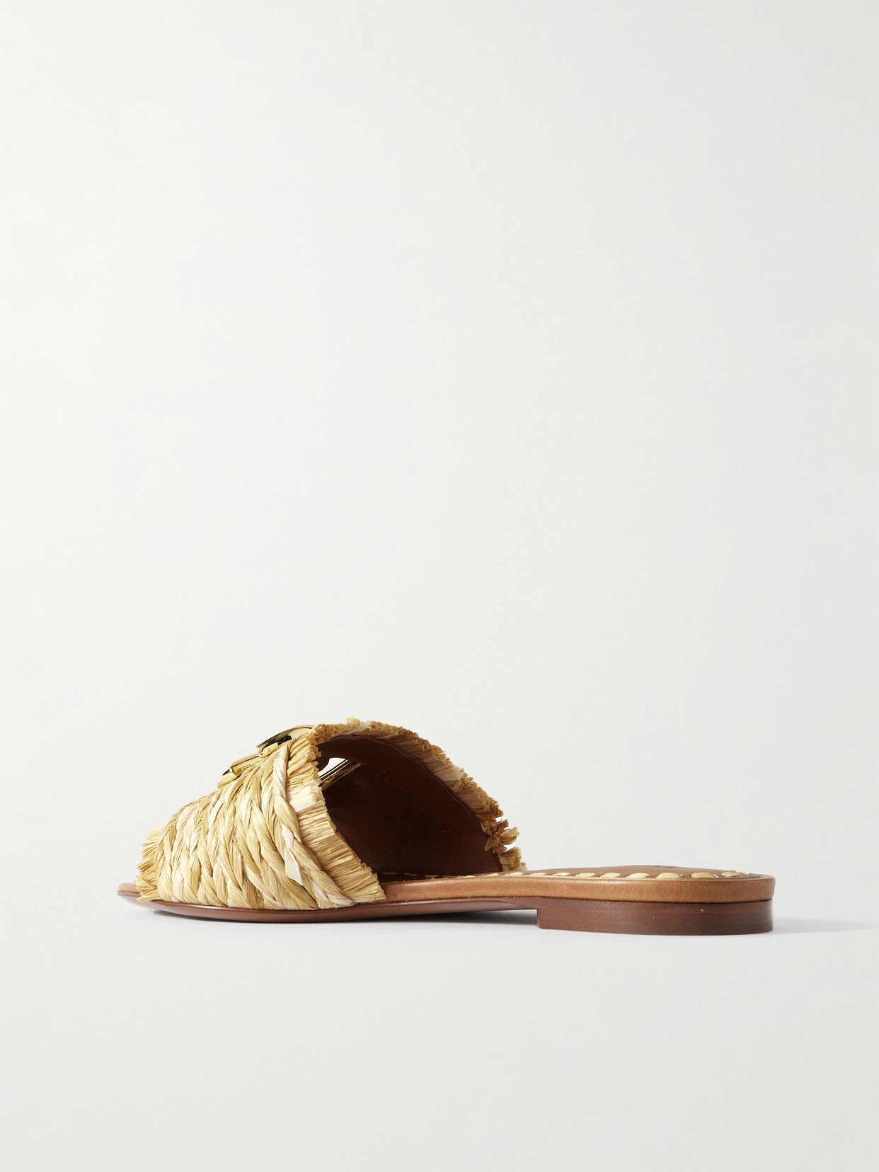 Dolce & Gabbana Women Beige Sandals With Fringed Details And Logo Plaque On The Front In Raffia Woma In Neutral
