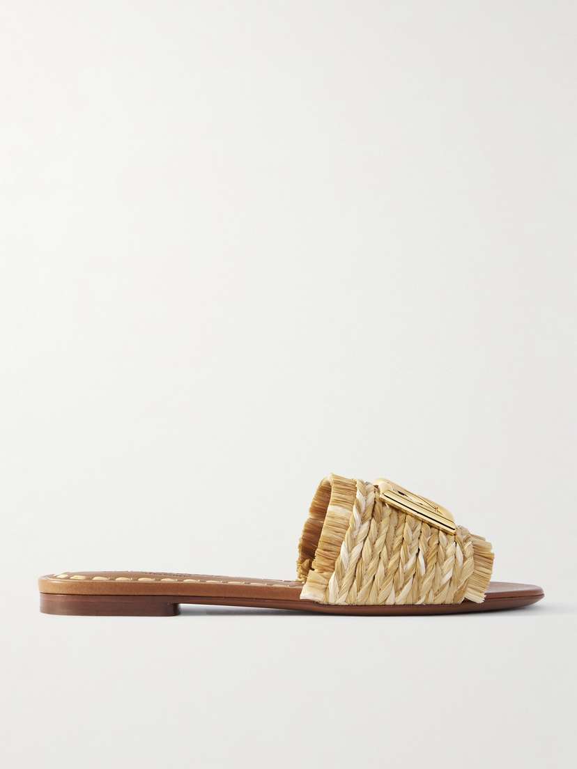 Dolce & Gabbana Embellished Braided Raffia Sandals