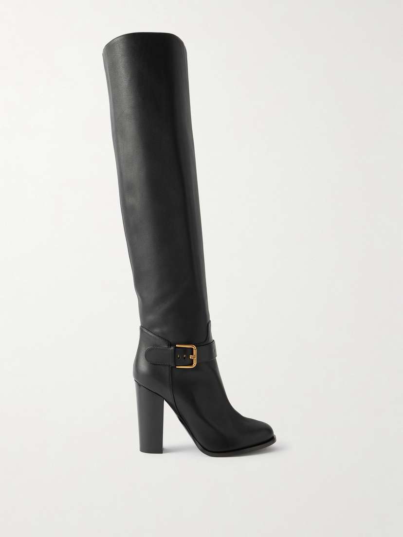 Dolce & Gabbana Buckled Leather Knee Boots