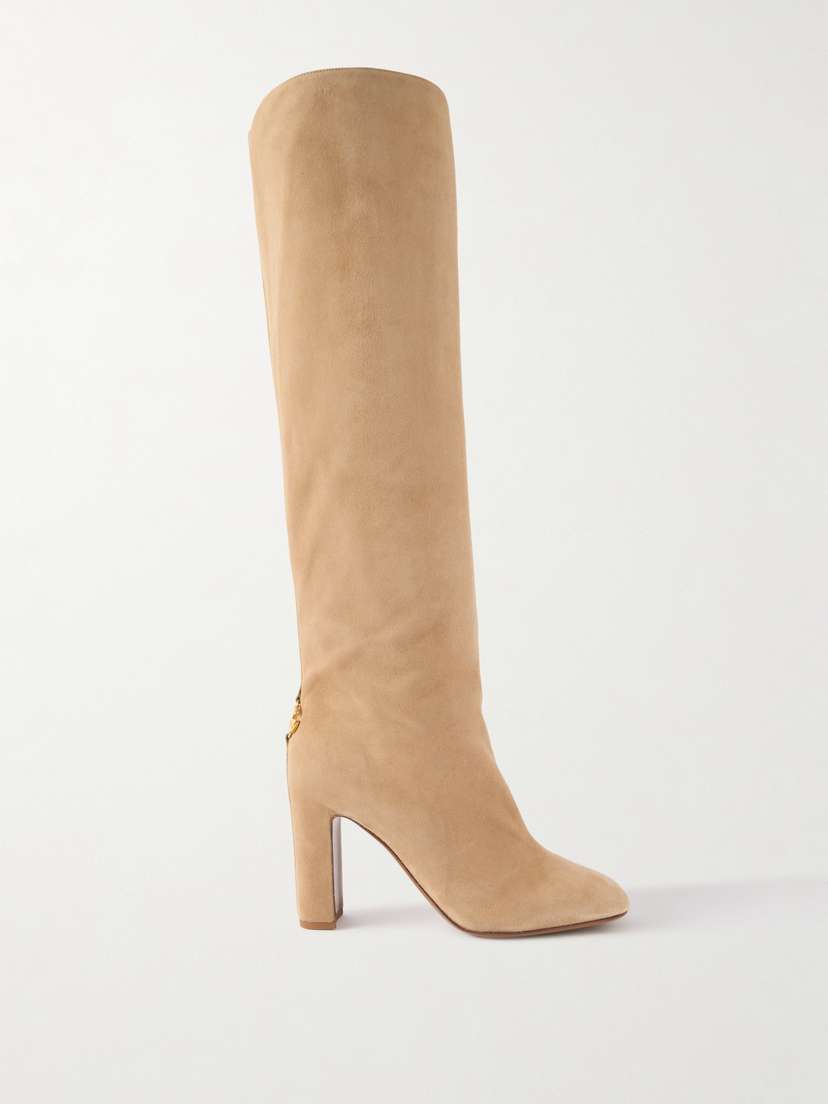 Dolce & Gabbana Embellished Suede Knee Boots