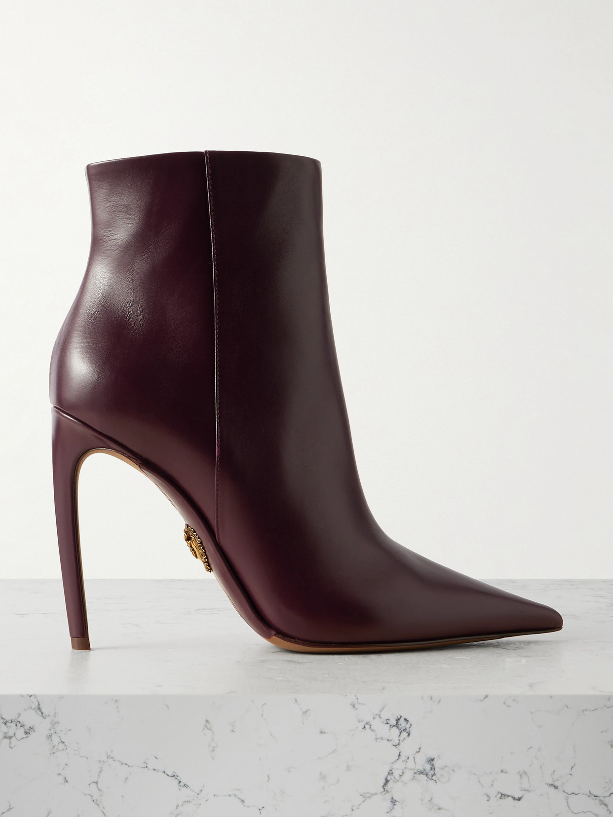 Dolce & Gabbana Devotion Leather Ankle Boots In Burgundy