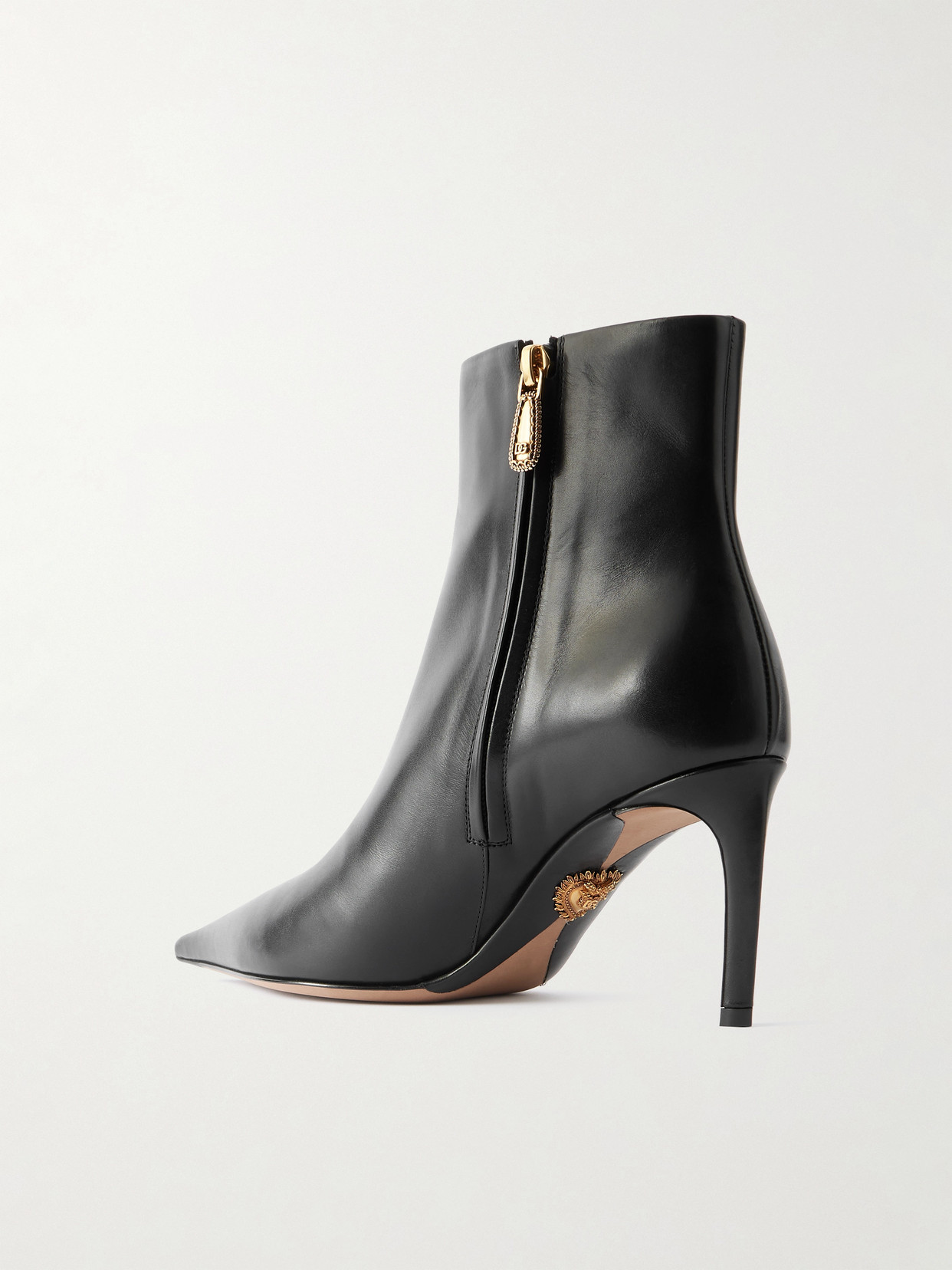 Dolce & Gabbana Devotion Leather Ankle Boots In Black