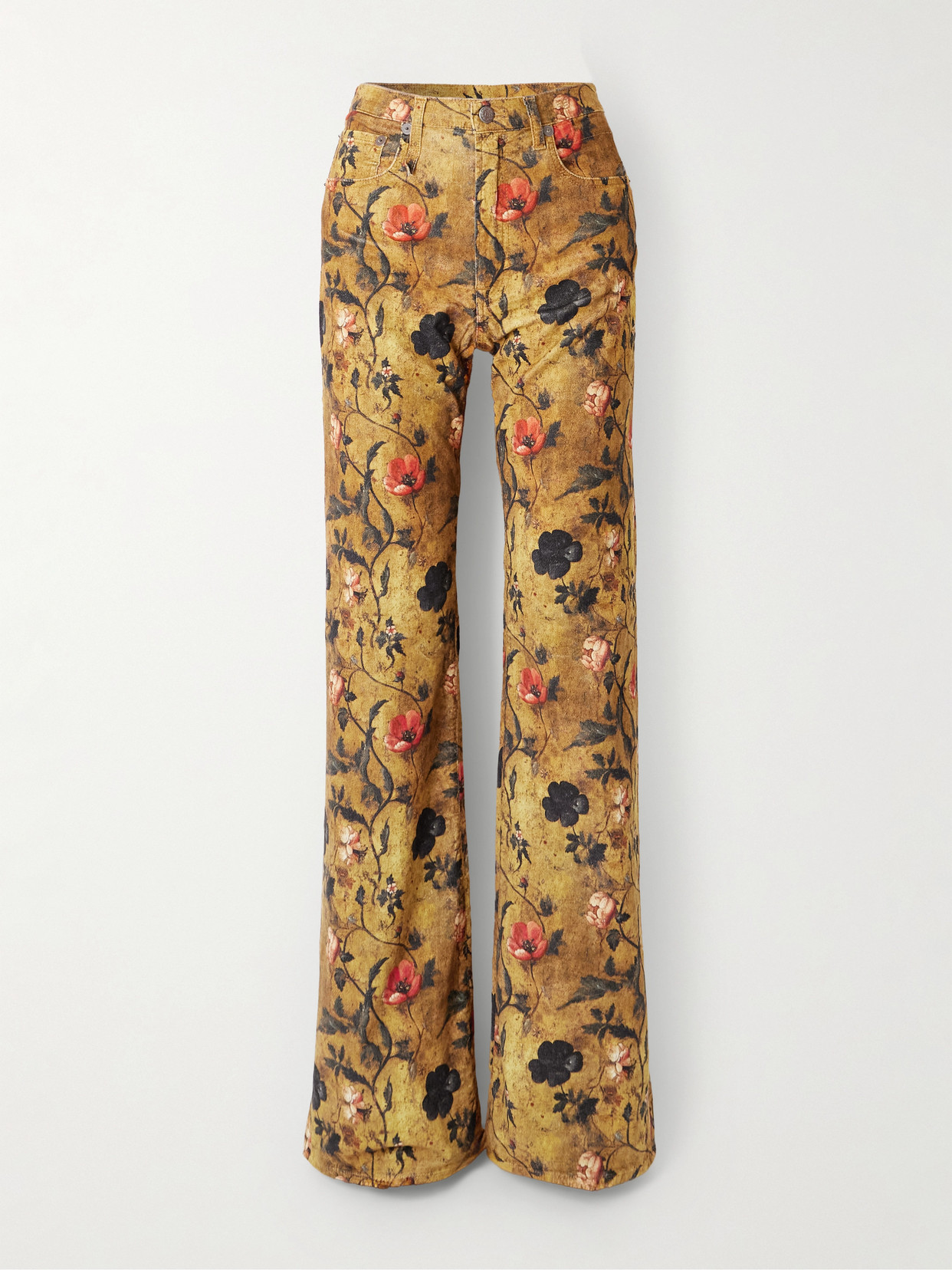R13 Jane Floral-print High-rise Flared Jeans In Multi