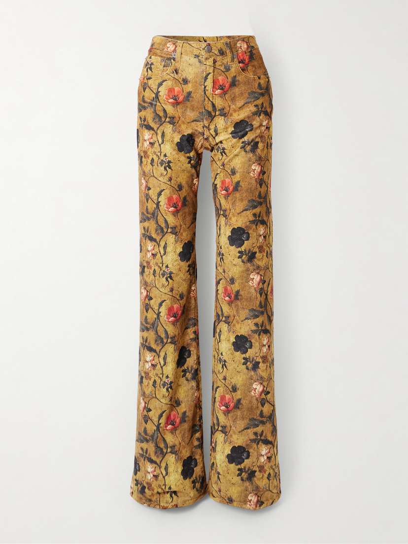 R13 Jane Floral-print High-rise Flared Jeans