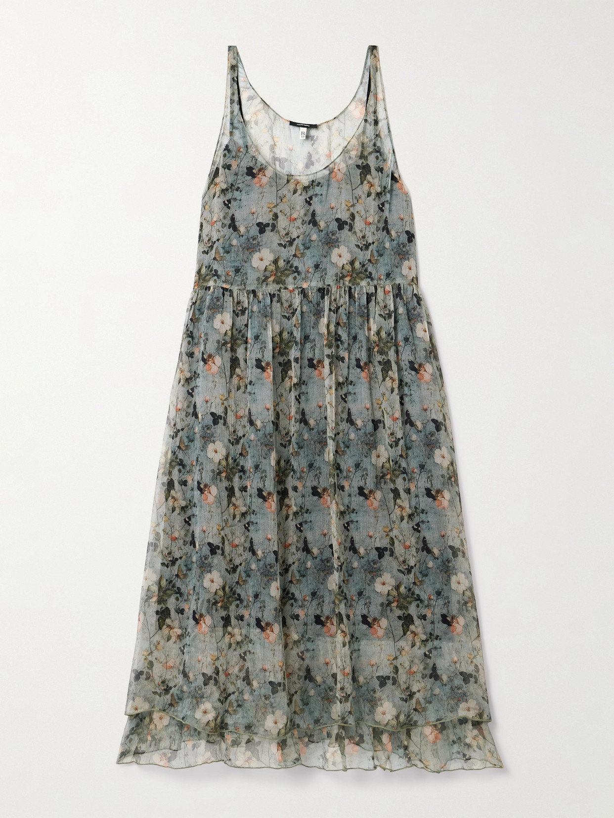 R13 Floral-print Silk-crepon Midi Dress In Multi