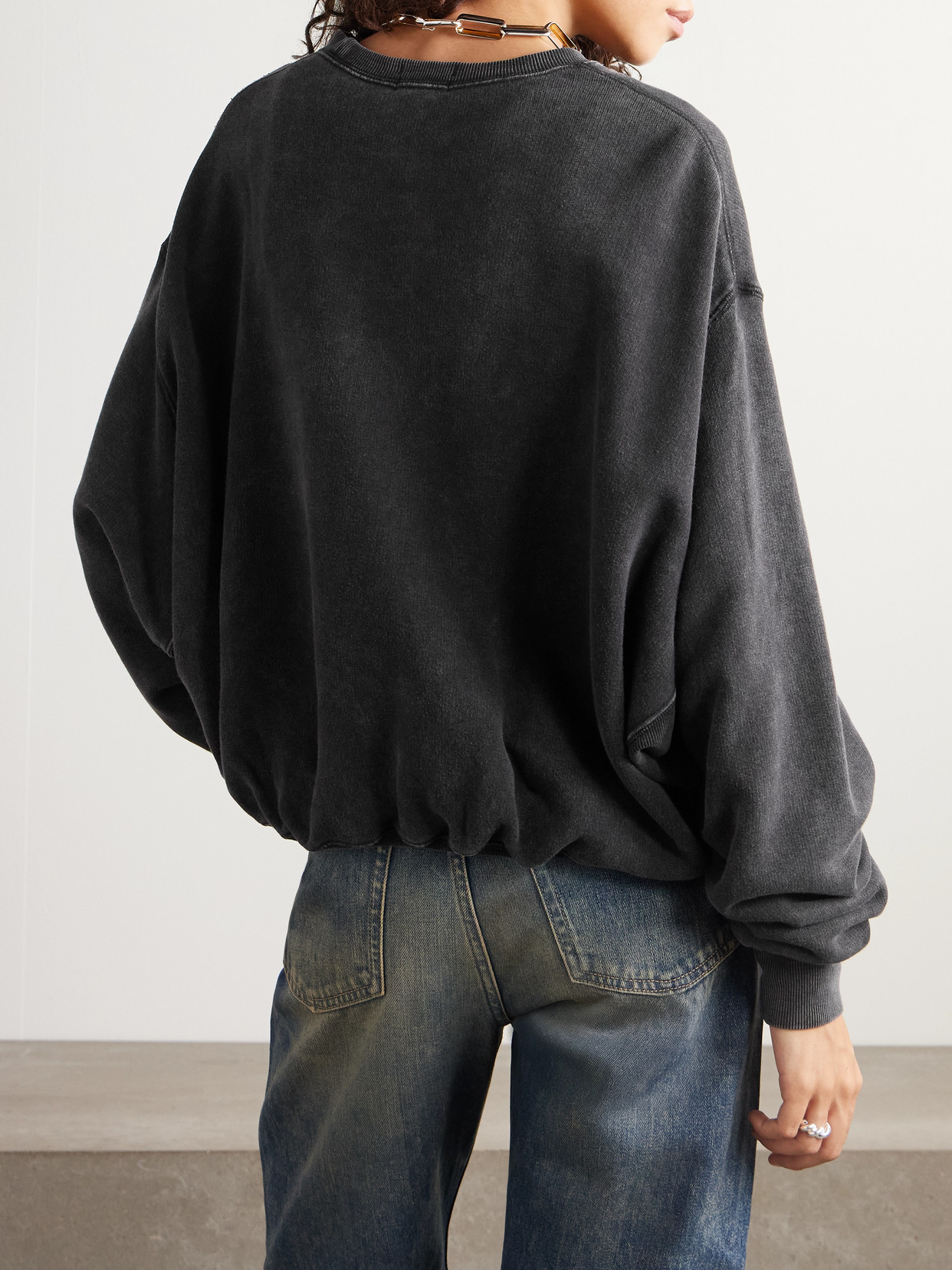 R13 Balloon Oversized Appliquéd Cotton And Lyocell-blend Jersey Sweatshirt In Black