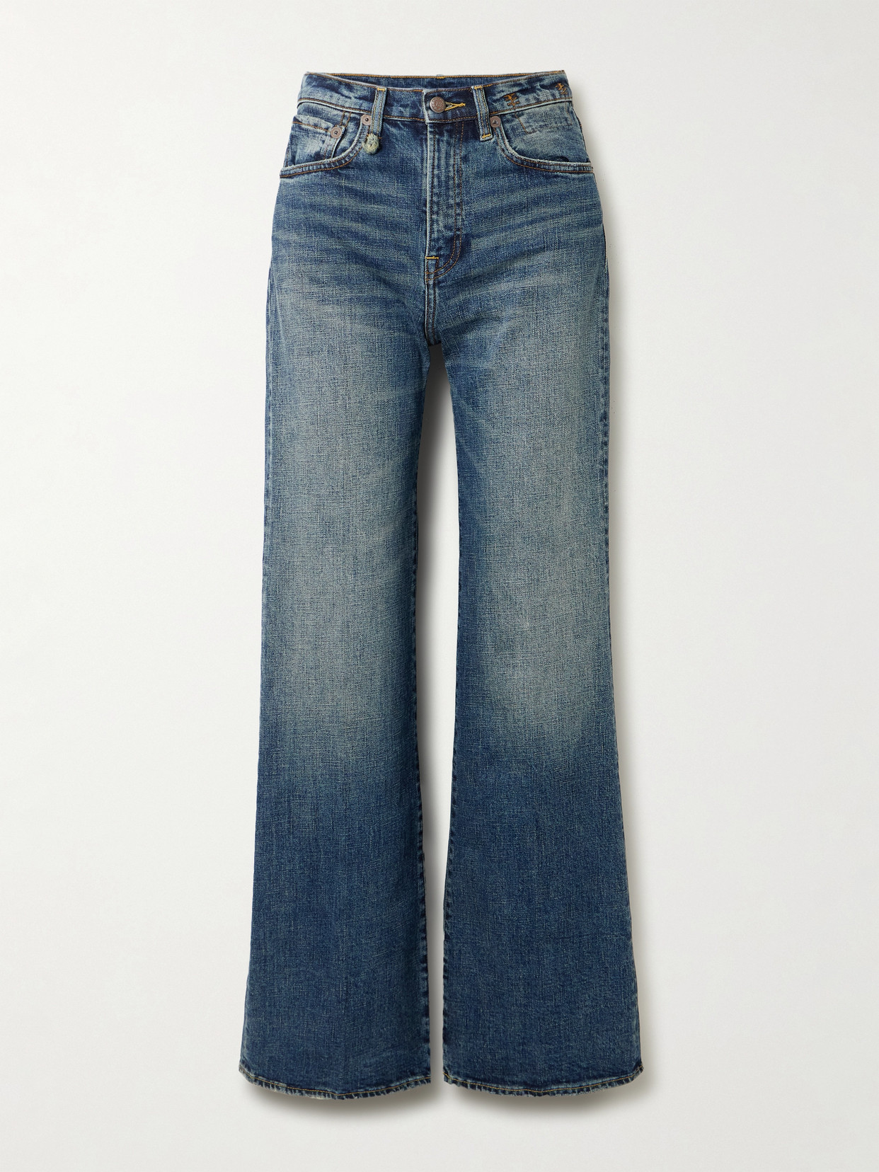 R13 Charlotte Distressed High-rise Bootcut Jeans In Blue