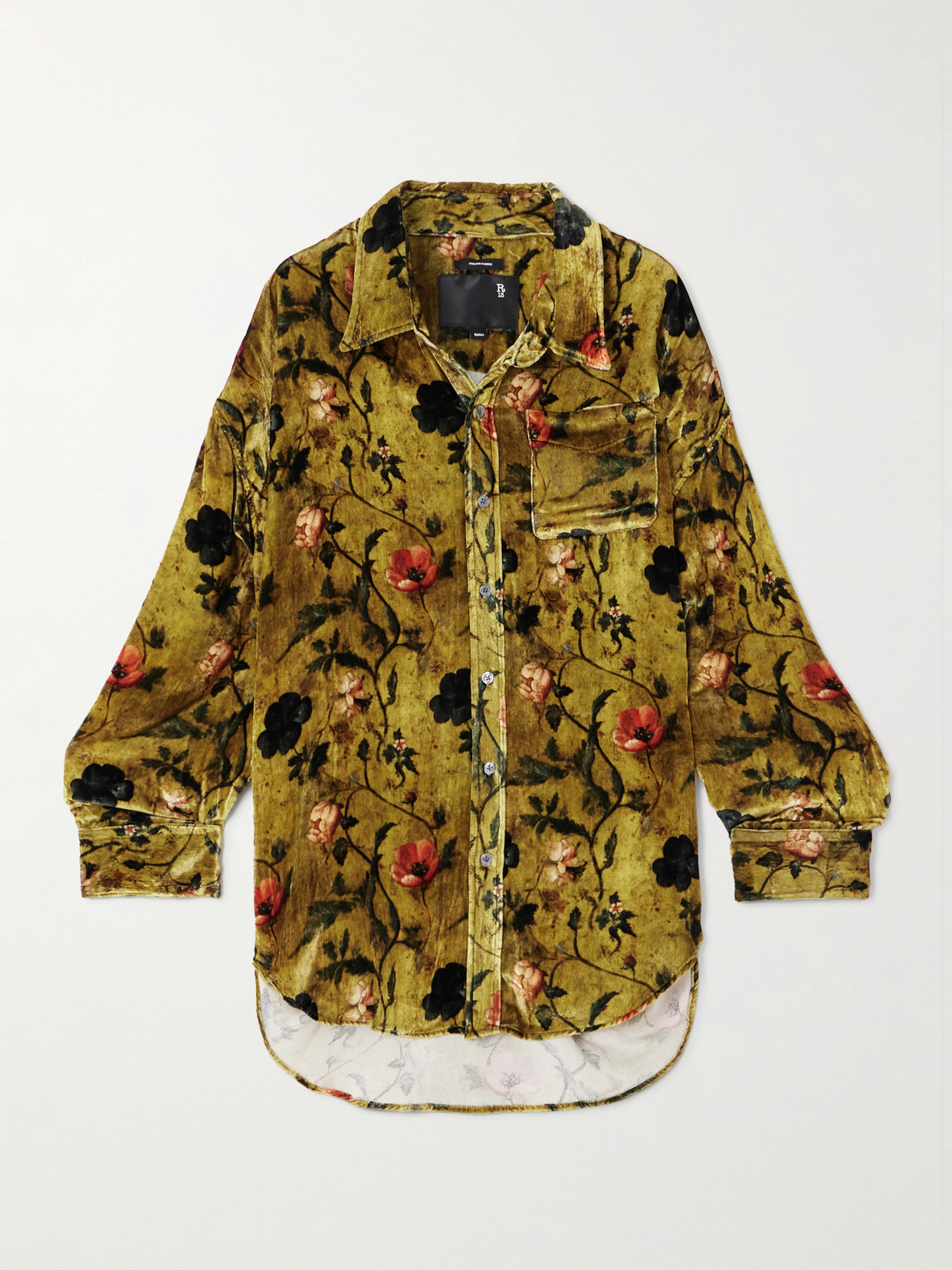 R13 Floral-print Velvet Shirt In Neutral