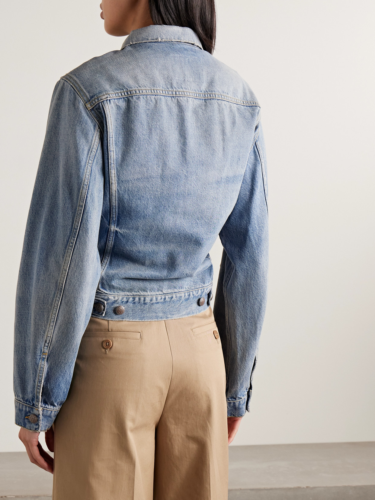 R13 Wrap Around Trucker Jacket In Blue