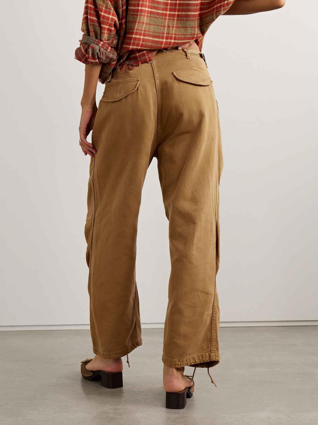 R13 Gathered Cotton-twill Straight-leg Pants In Brown