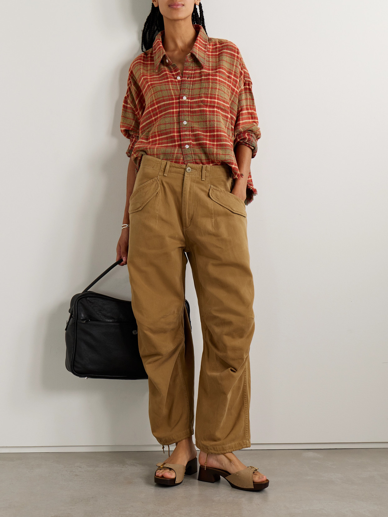 R13 Gathered Cotton-twill Straight-leg Pants In Brown