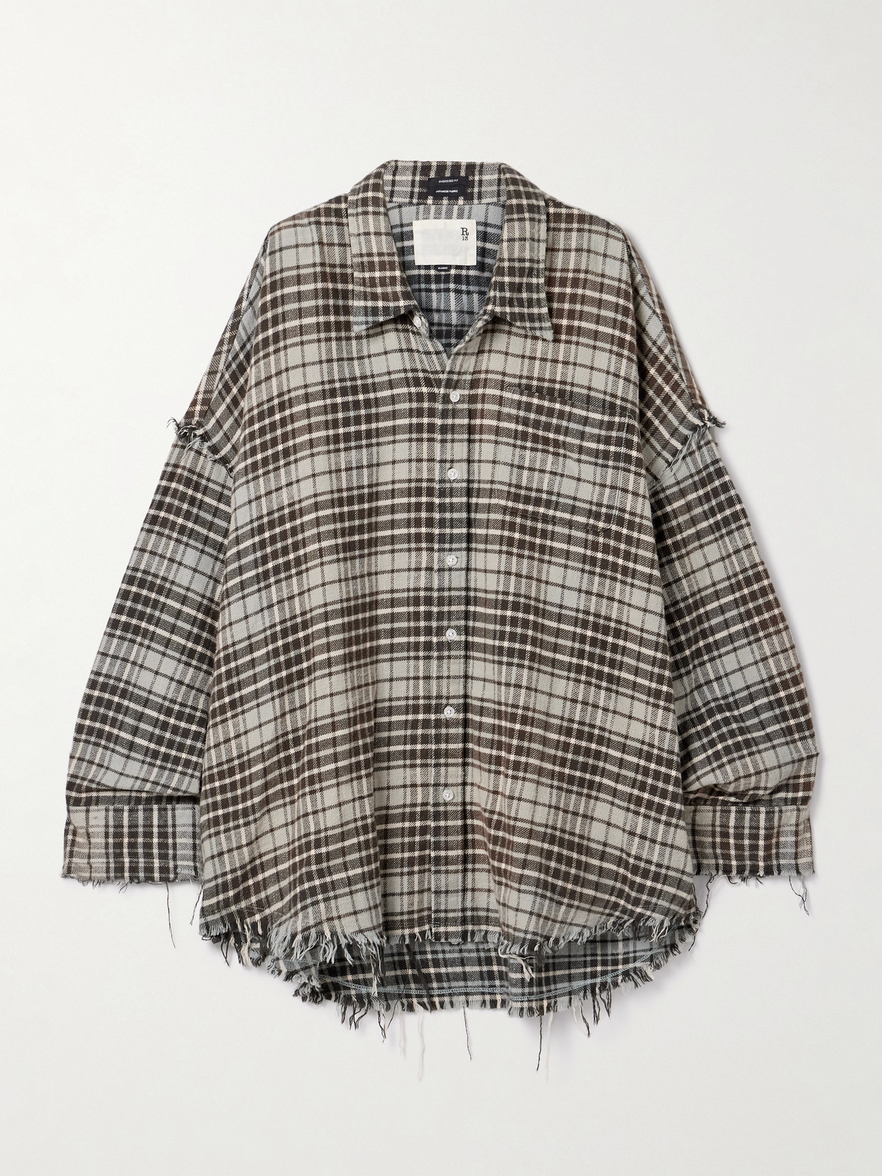 R13 Frayed Checked Cotton-flannel Shirt In Multi