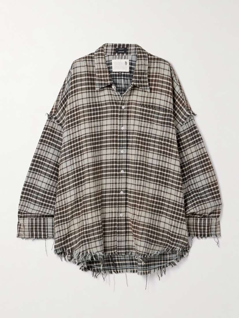 R13 Frayed Checked Cotton-flannel Shirt