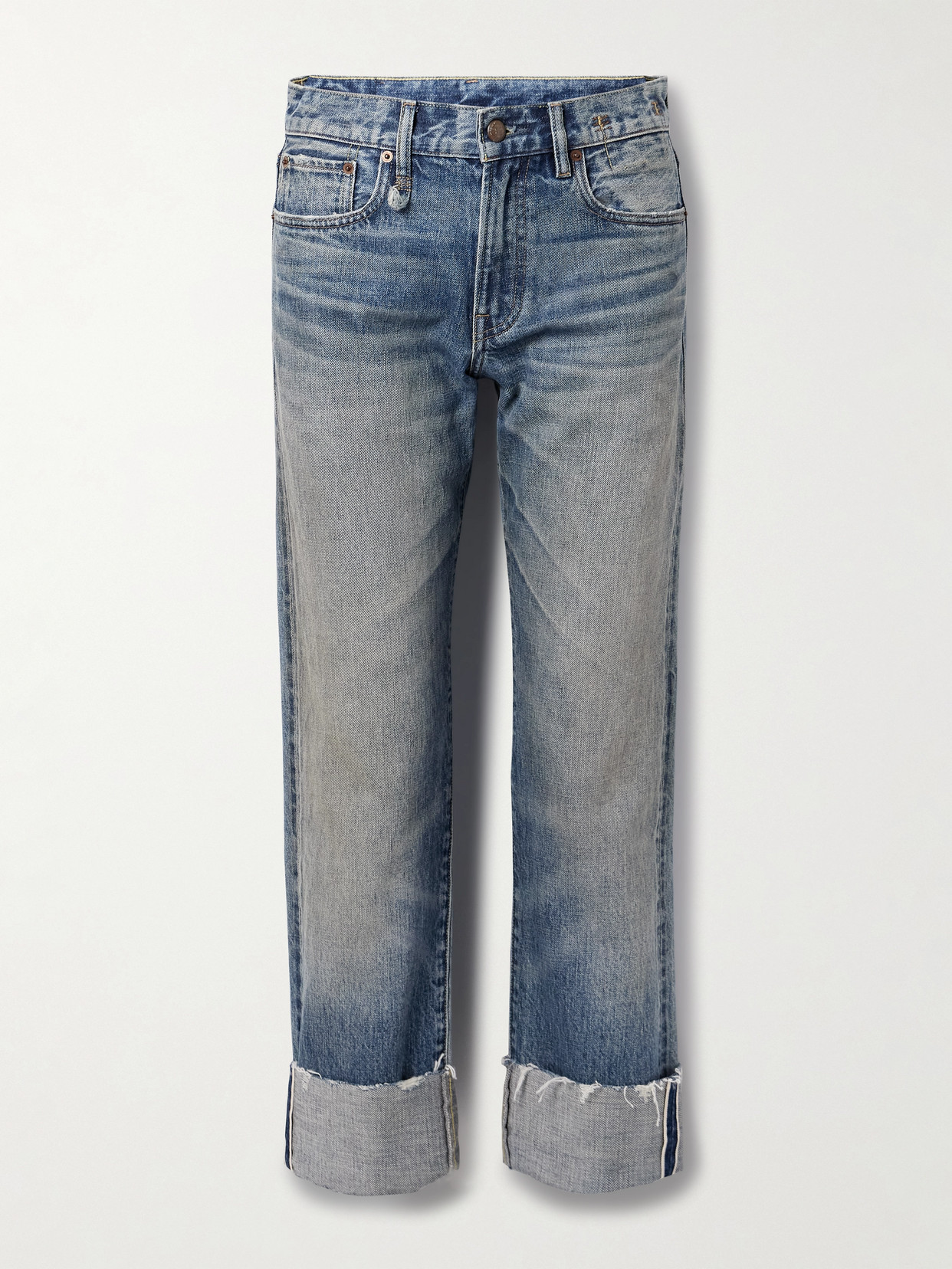 R13 Romeo Frayed Low-rise Straight-leg Jeans In Blue