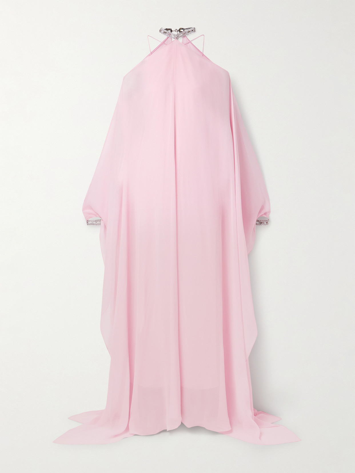 Taller Marmo Sza Sza Cape-effect Cold-shoulder Crystal-embellished Silk-crepon Gown In Purple