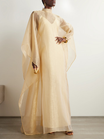 Taller Marmo Sphinx draped metallic organza gown