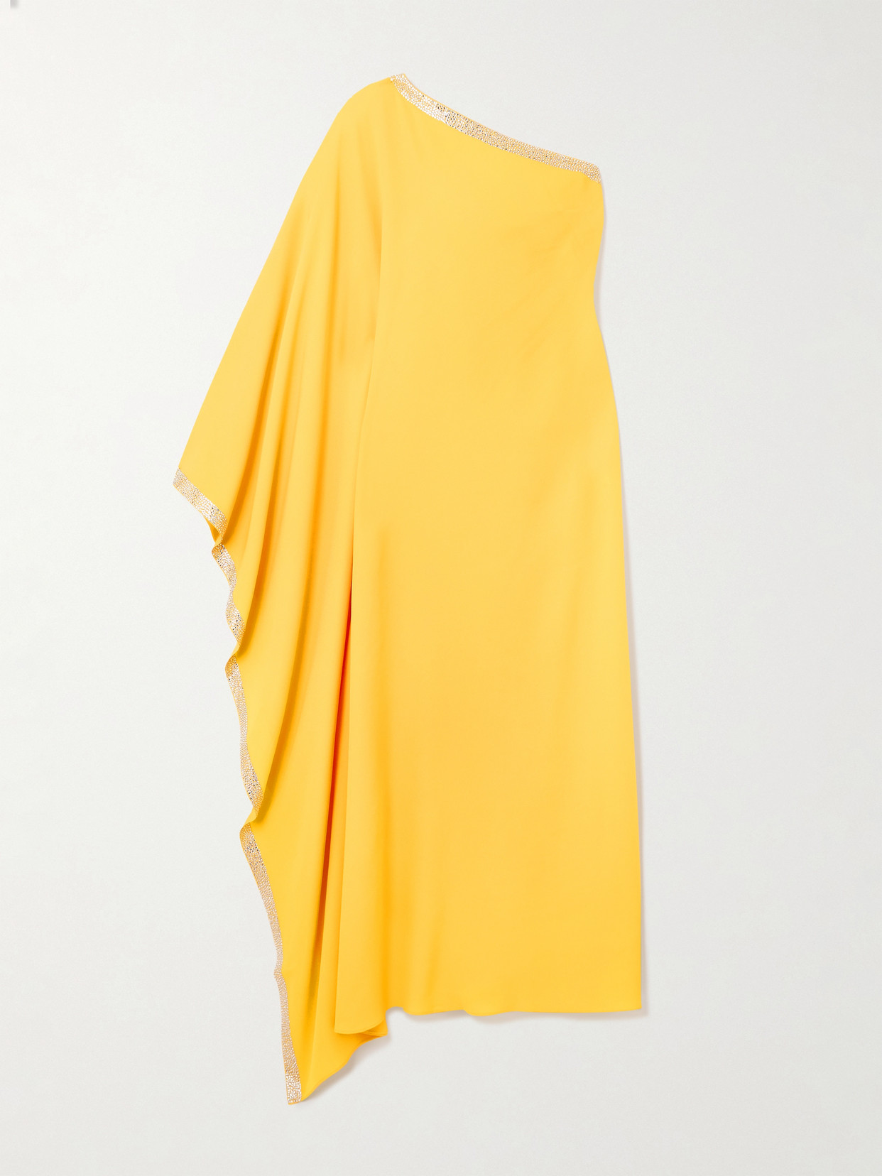 Taller Marmo Betsy One-shoulder Swarovski Crystal-embellished Crepe Gown In Yellow