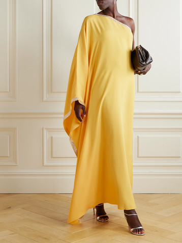Taller Marmo Betsy one-shoulder Swarovski crystal-embellished crepe gown