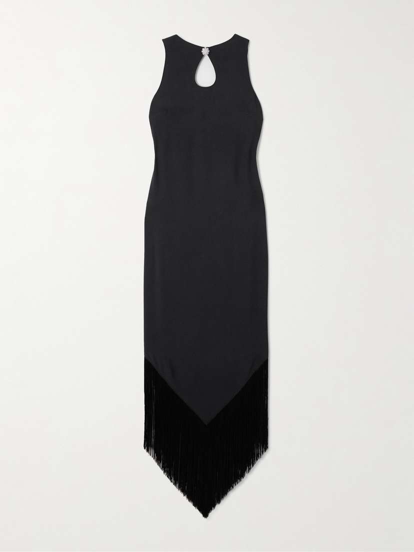 Taller Marmo Taormina Fringed Crystal-embellished Crepe Gown