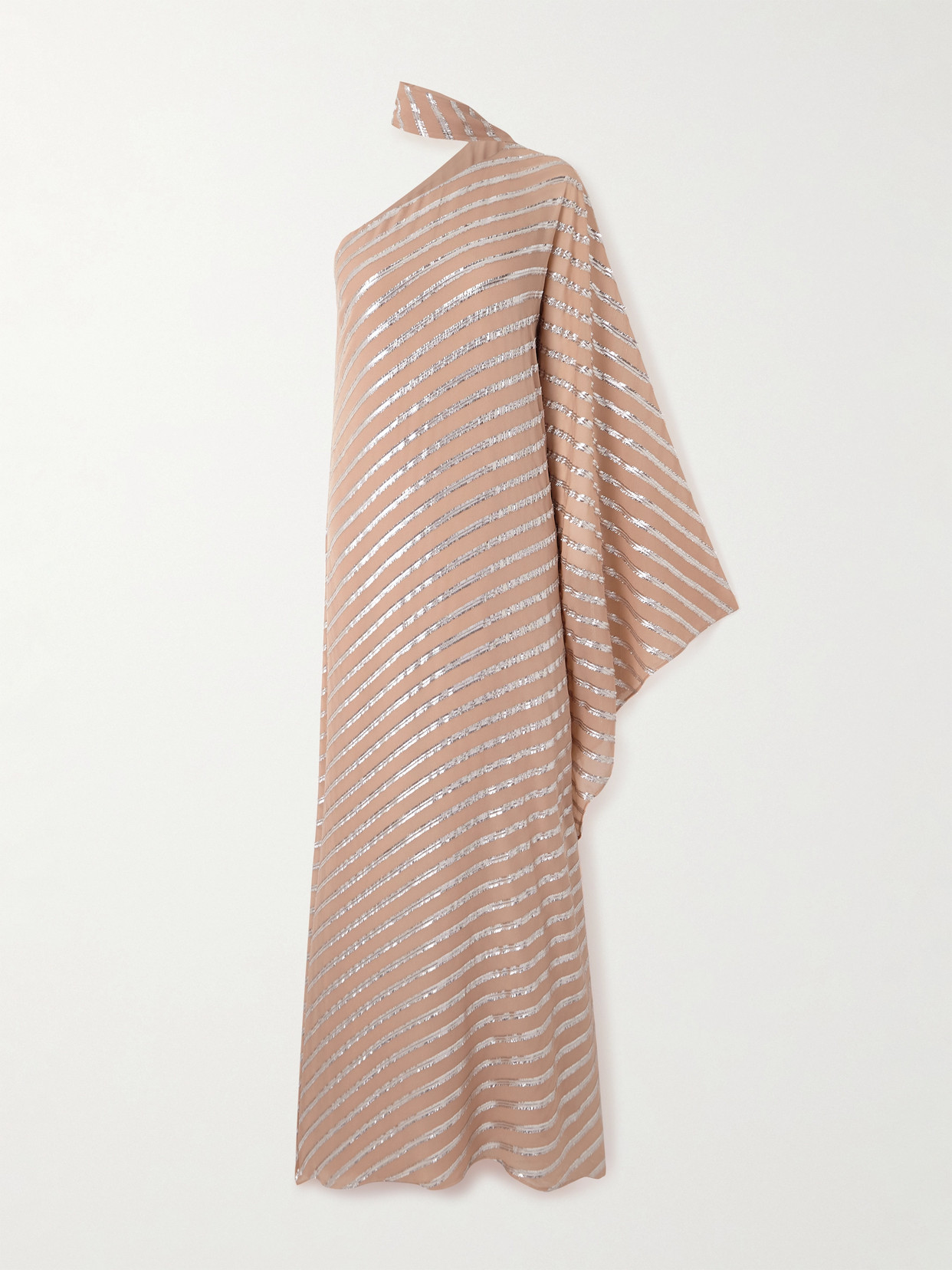 Taller Marmo Petra One-sleeve Fil Coupé-trimmed Silk-blend Gown