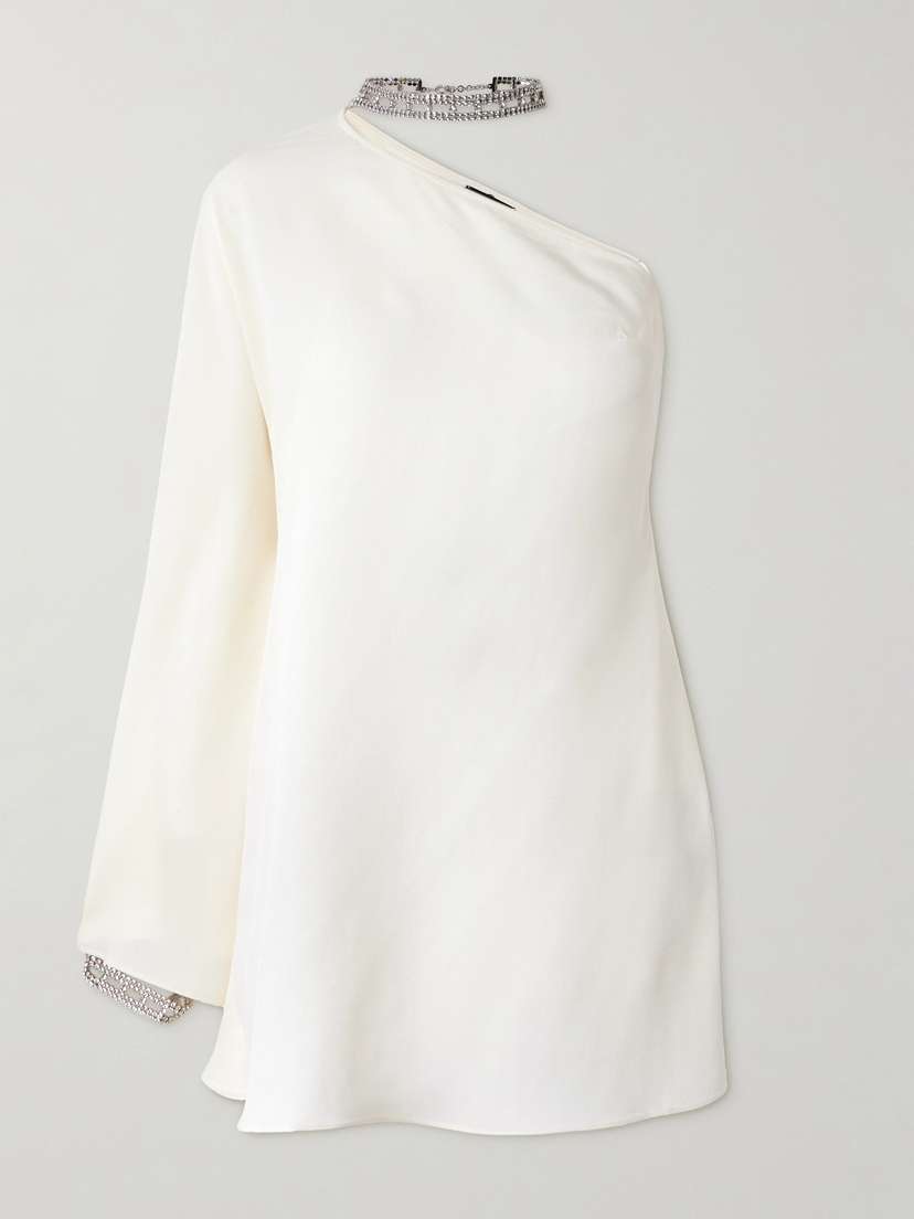 Taller Marmo Bolkan One-sleeve Embellished Crepe Mini Dress