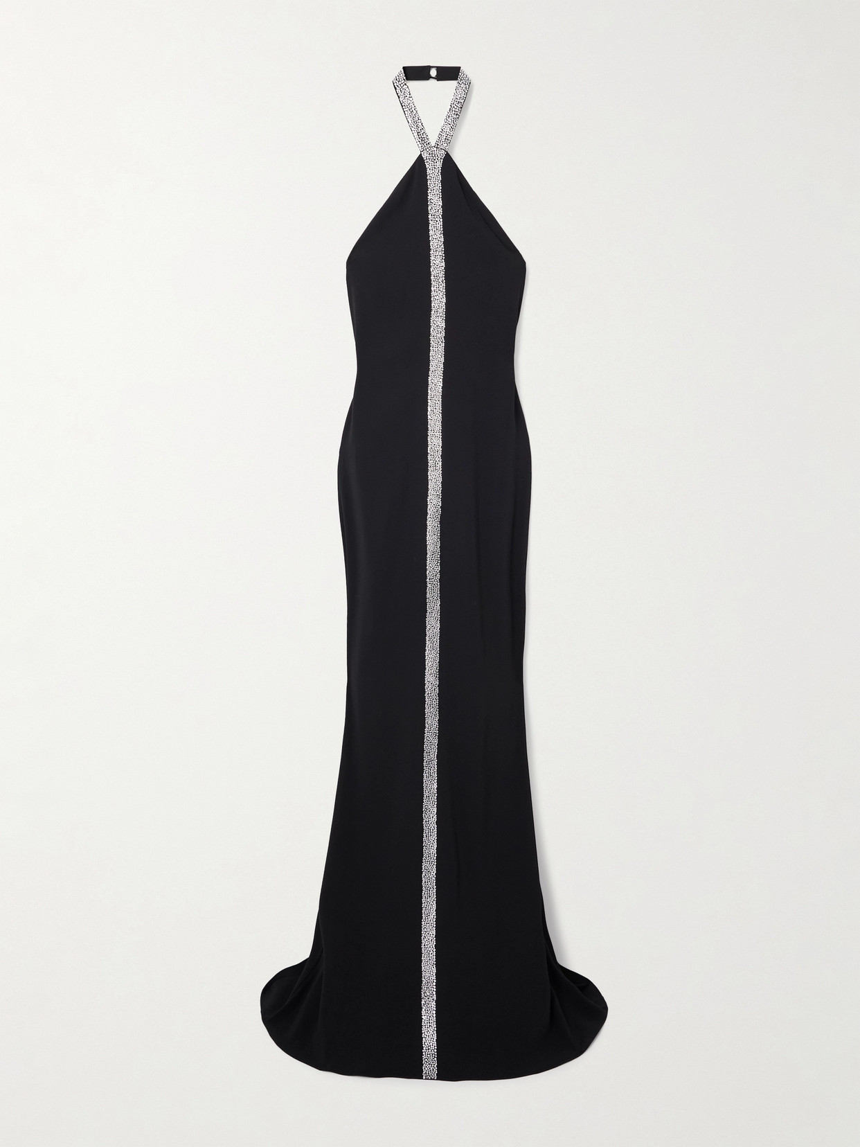 Taller Marmo Acropoli Swarovski Crystal-embellished Crepe Halterneck Gown In Black