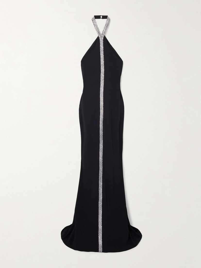 Taller Marmo Acropoli Swarovski Crystal-embellished Crepe Halterneck Gown