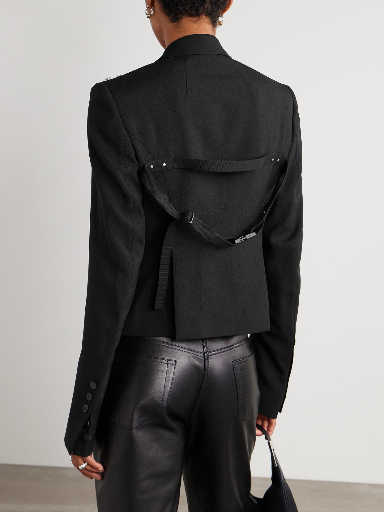 Rick Owens Alice Embellished Grain De Poudre Wool Jacket In Black