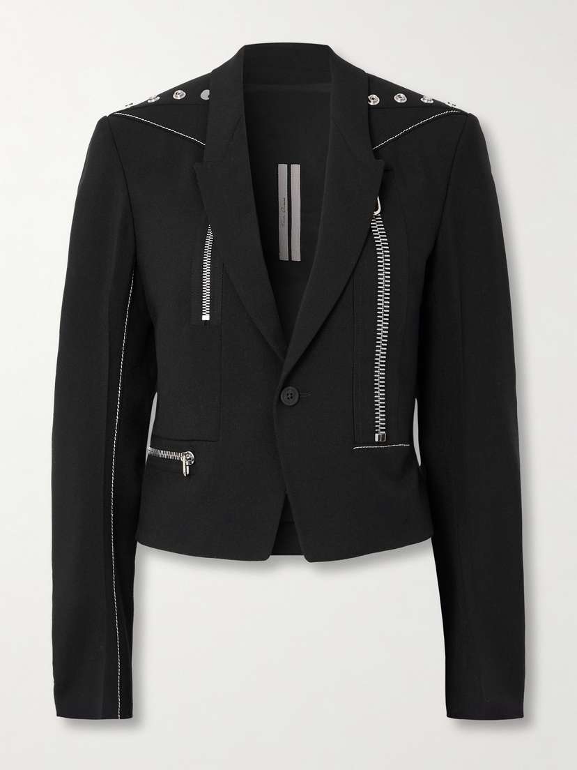 Rick Owens Alice Embellished Grain De Poudre Wool Jacket