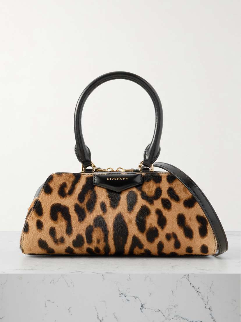 Givenchy Antigona East West Mini Leather-trimmed Leopard-print Calf Hair Tote