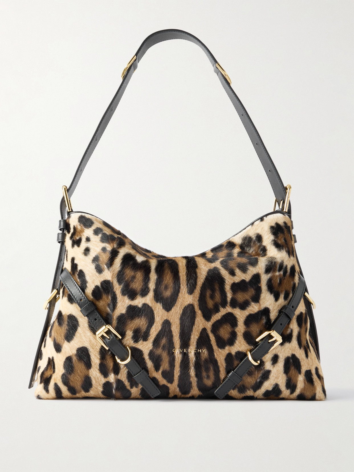 Givenchy Voyou Medium Leopard-print Calf Hair Shoulder Bag In Multi