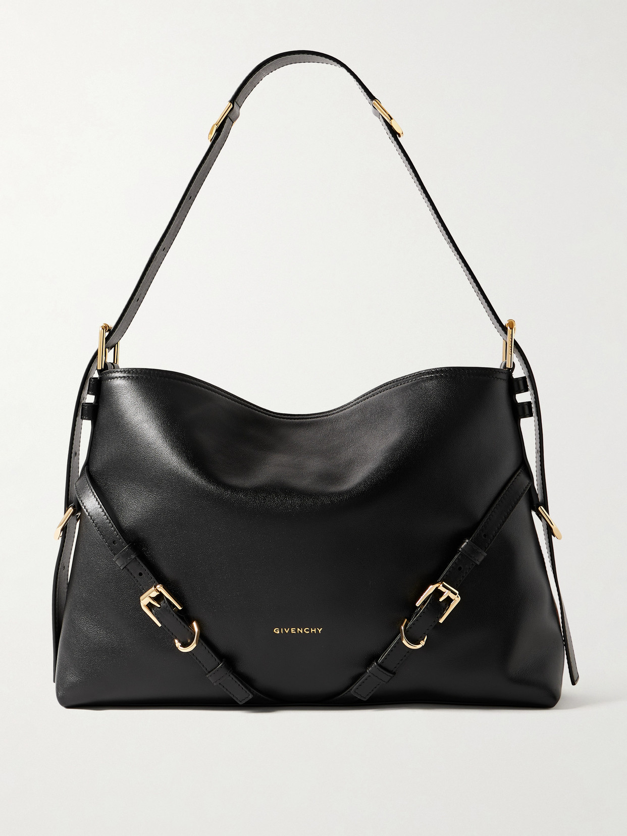 Givenchy Voyou Medium Leather Shoulder Bag In Black
