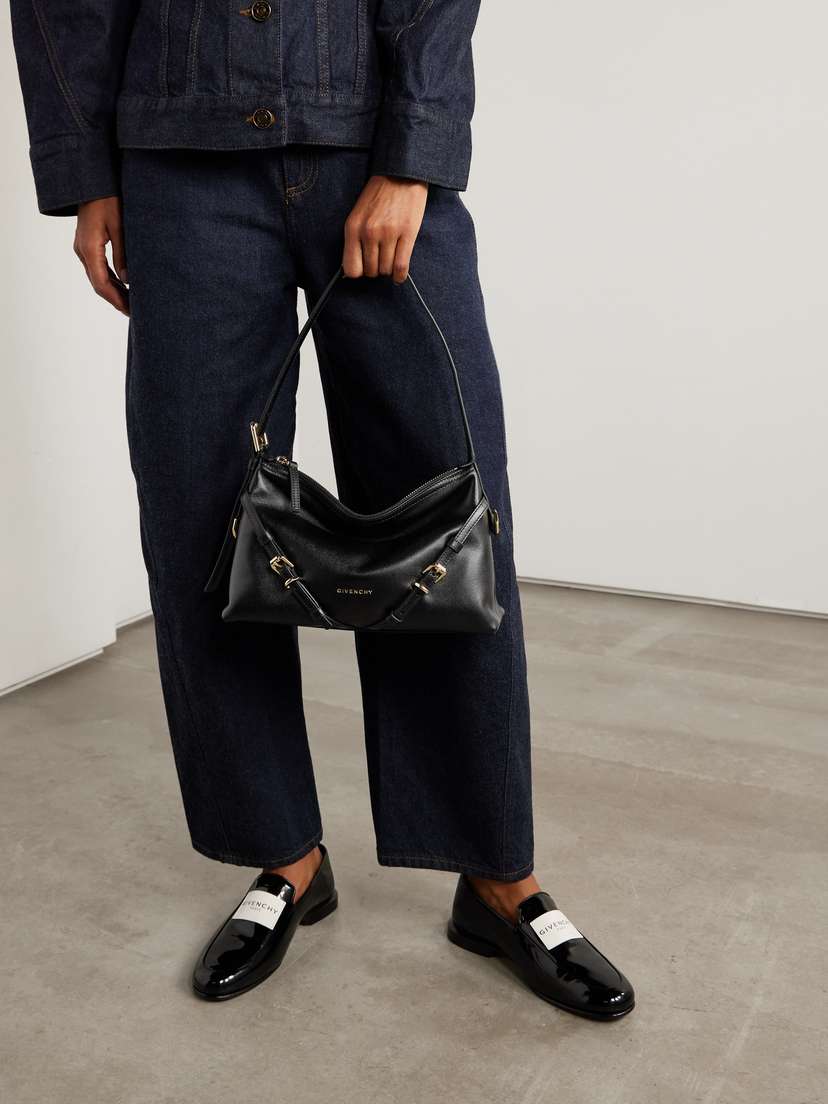 Givenchy Voyou Medium Leather Shoulder Bag - back view in Black