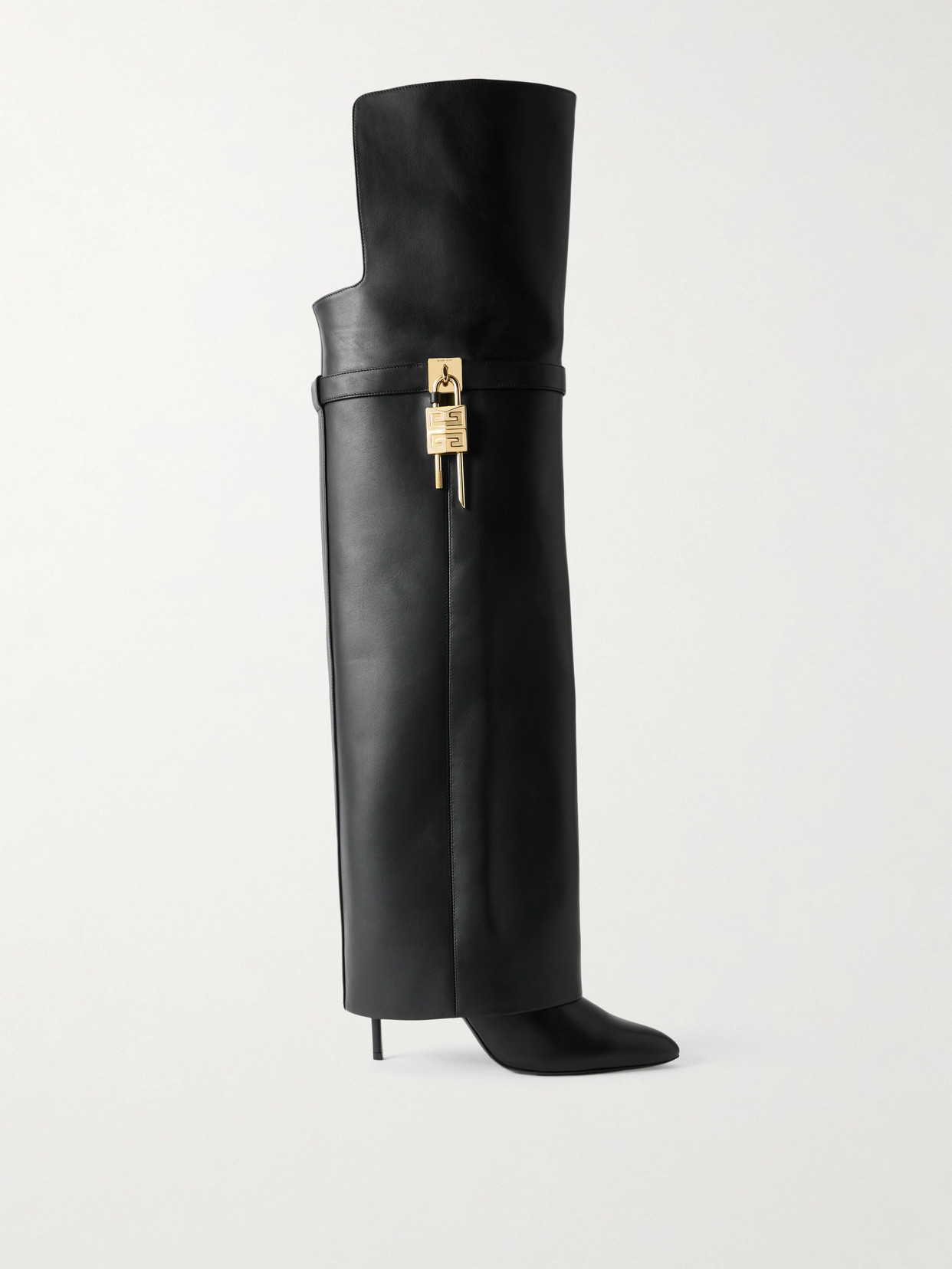 Givenchy Shark Lock Leather Over-the-knee Boots In Black