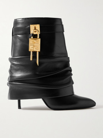 Givenchy - Shark lock-embellished glossed-leather ankle boots | Plush