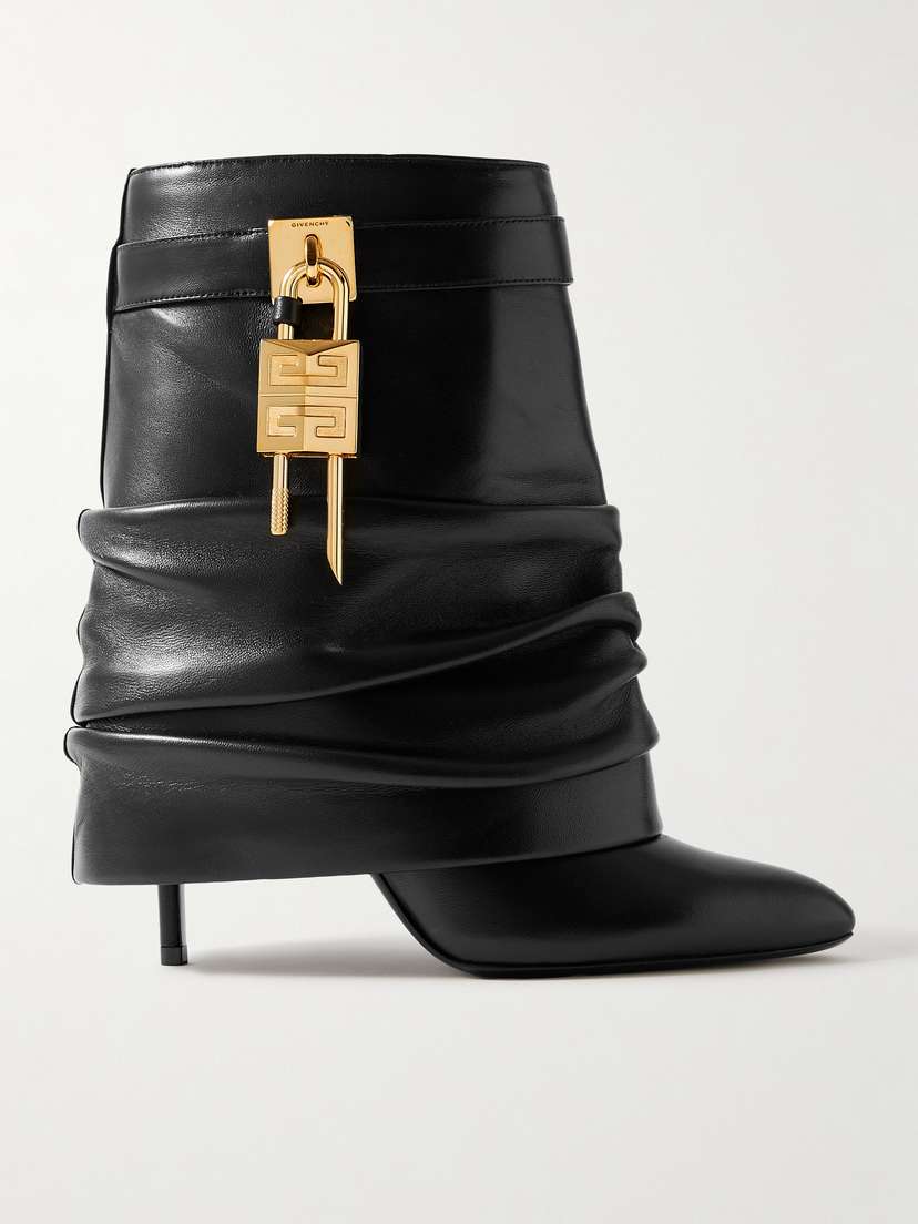 Givenchy Shark Lock Embellished Glossed-leather Ankle Boots