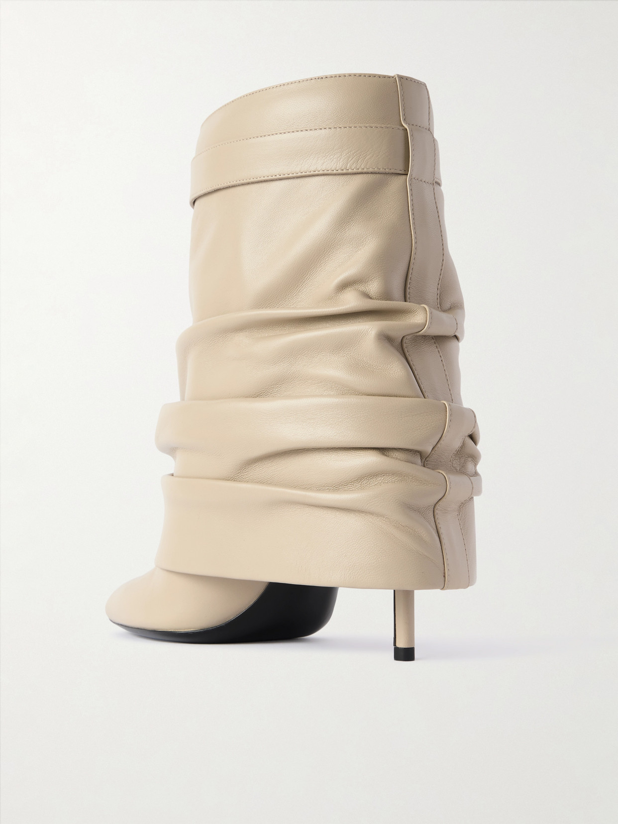 Givenchy Shark Lock Embellished Ruched Leather Ankle Boots In Neutral