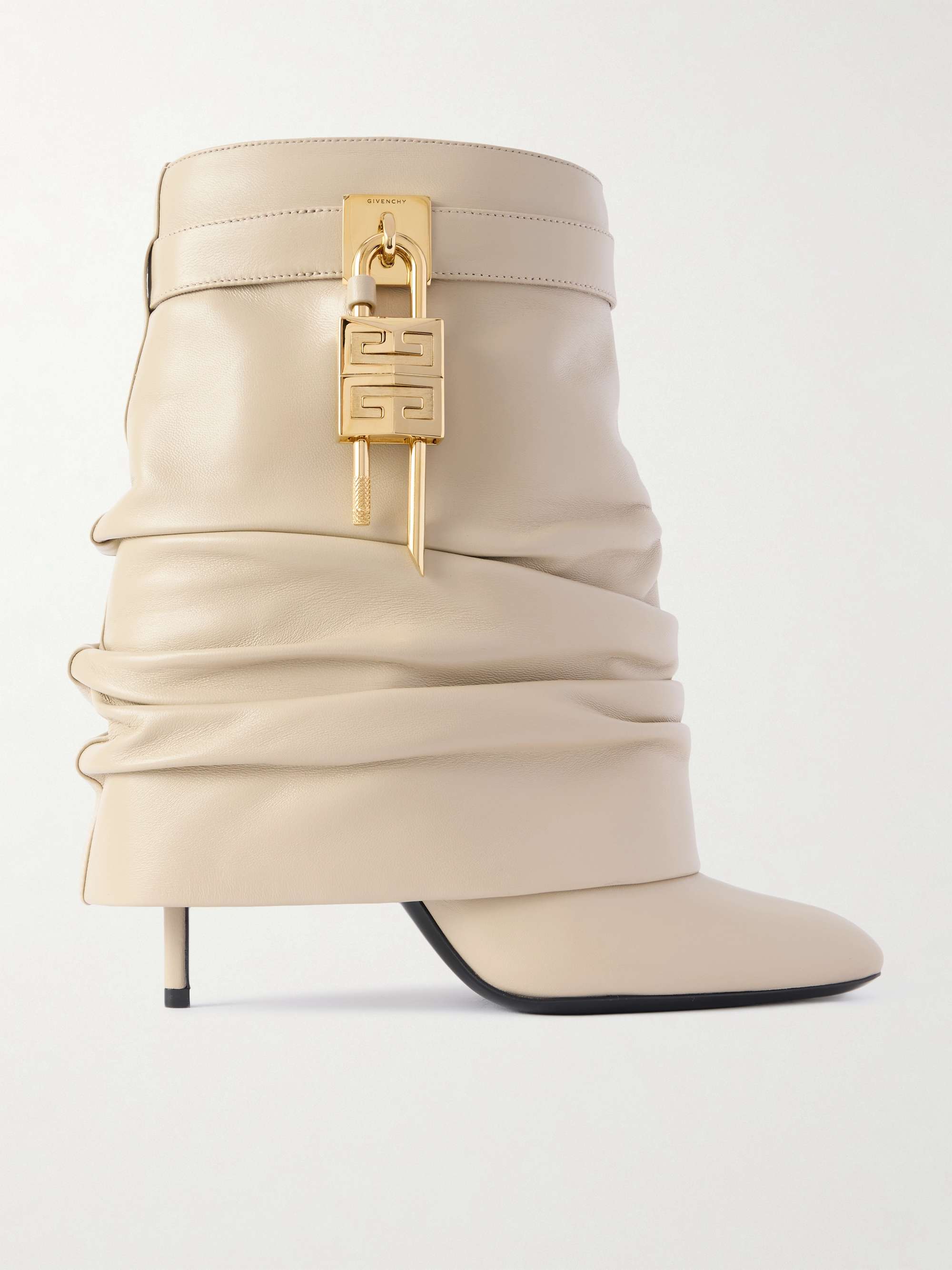 GIVENCHY Shark Lock embellished ruched leather ankle boots