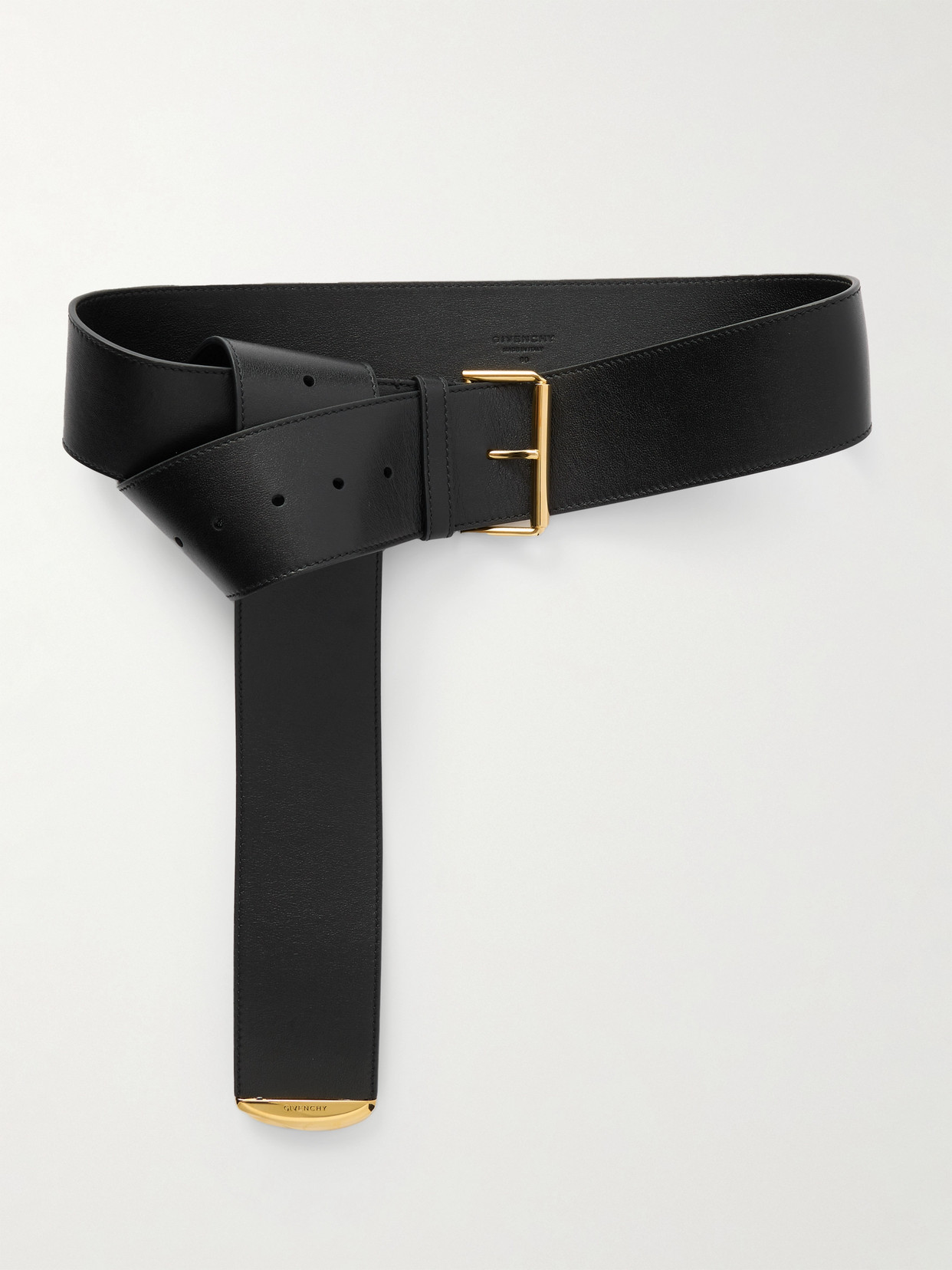 Givenchy Voyou Large Leather Belt In Black