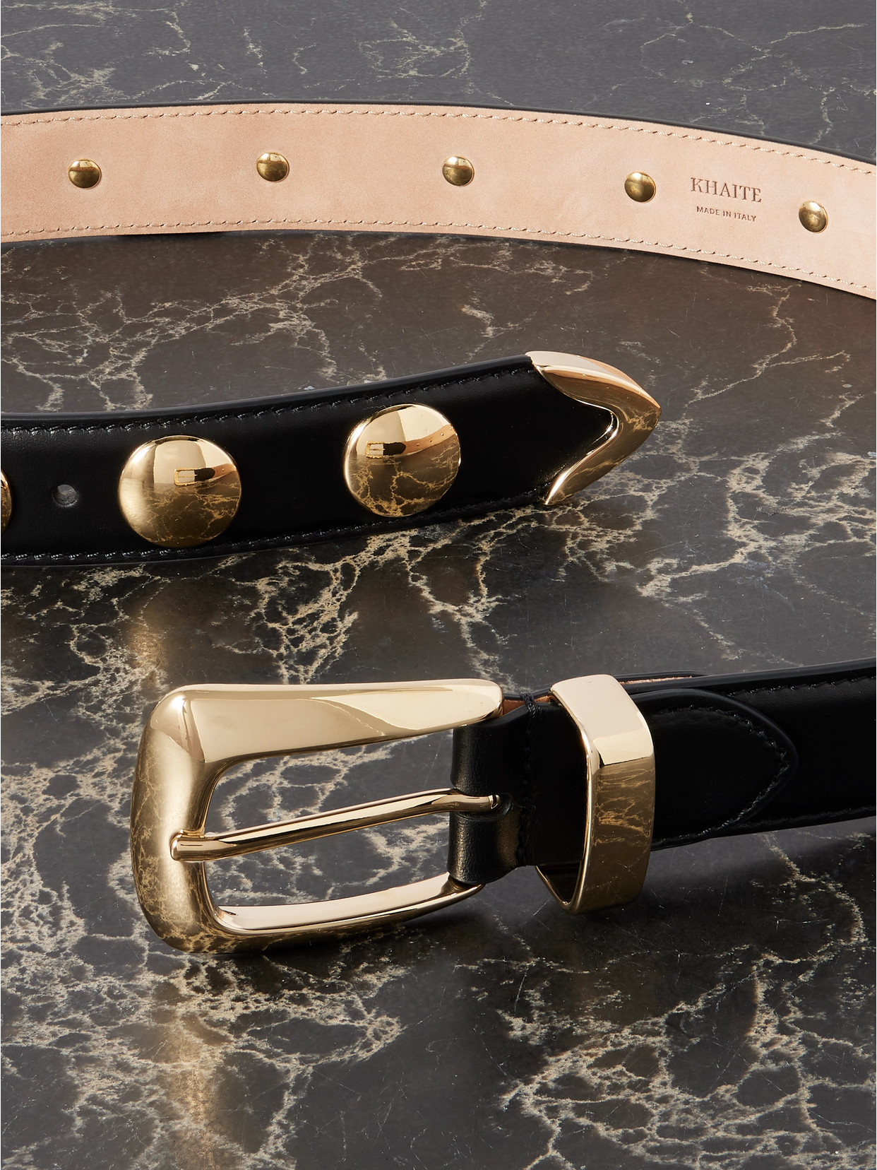 Khaite Benny Studded Patent-leather Belt In Black