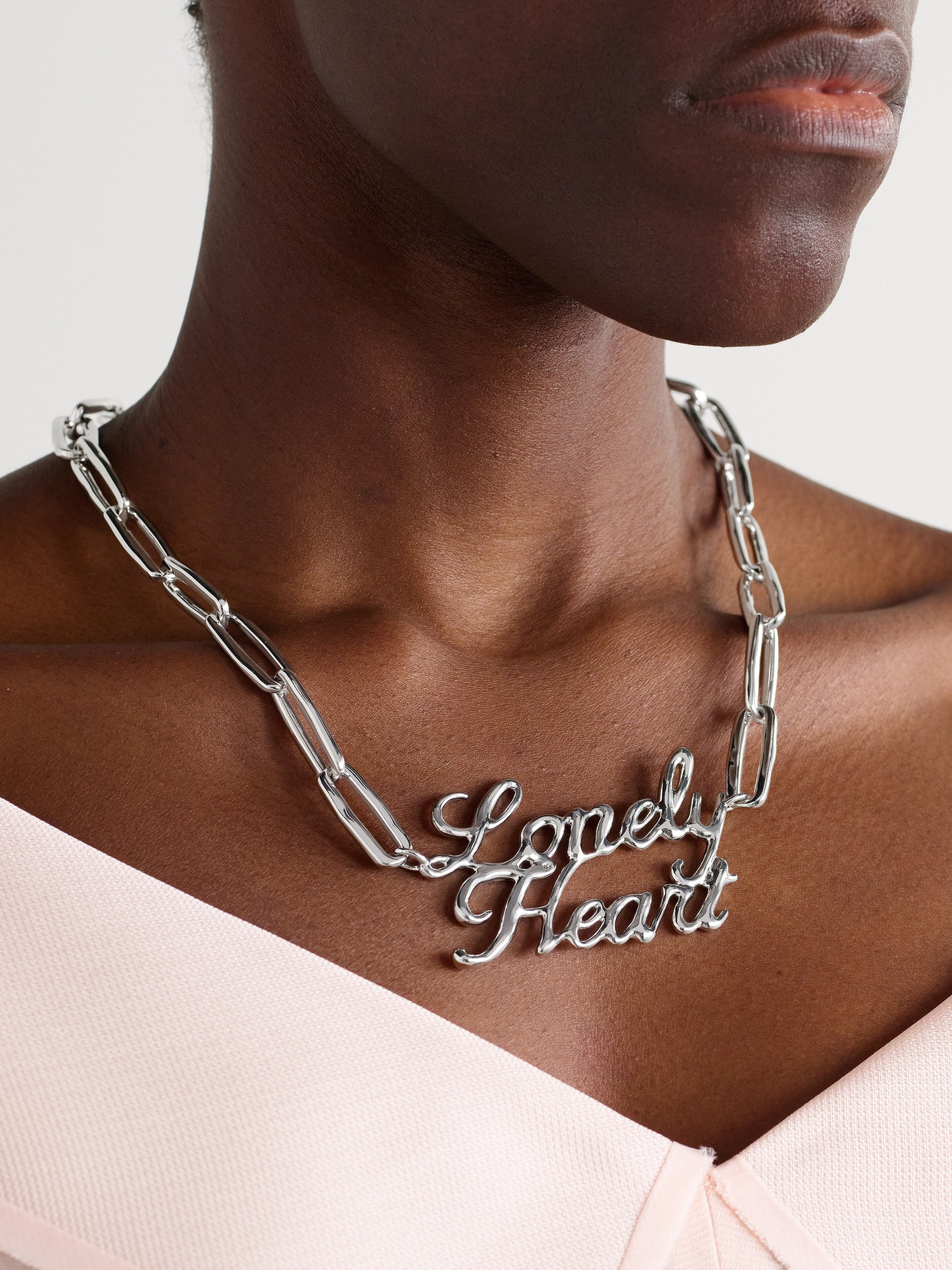 JIL SANDER LONELY HEART SILVER-TONE NECKLACE
