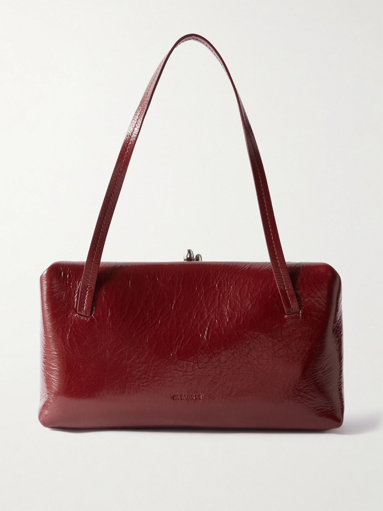 Jil Sander Goji Pillow Cracked-leather Tote In Burgundy