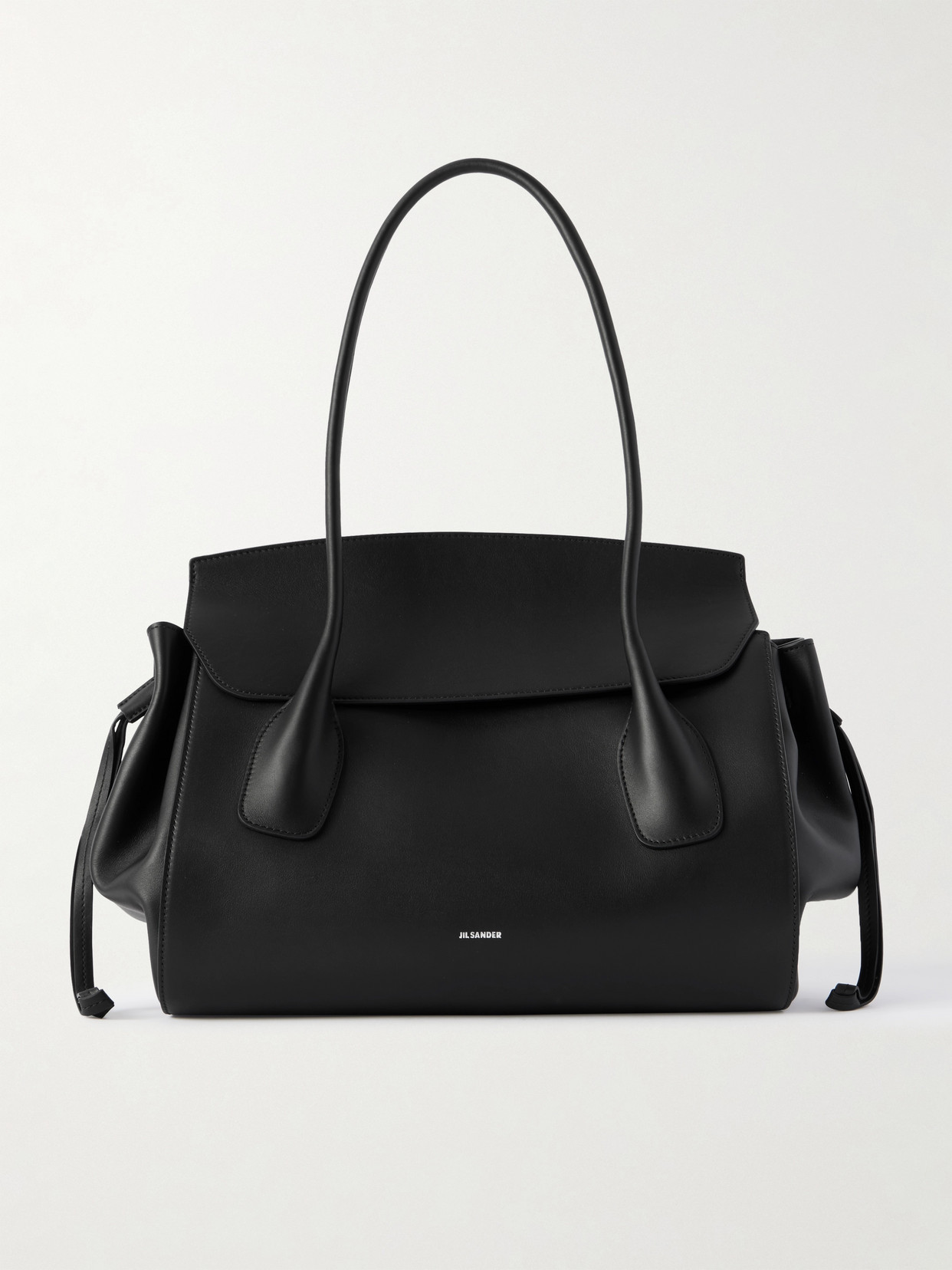 Jil Sander Voyage Small Leather Tote In Black