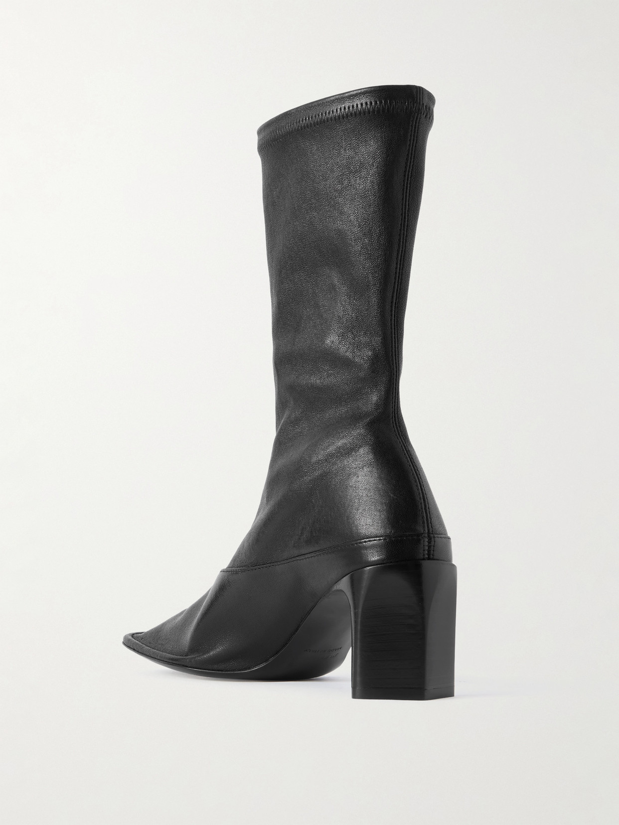 Jil Sander Square Toe Ankle Boots With Block Heel In Black
